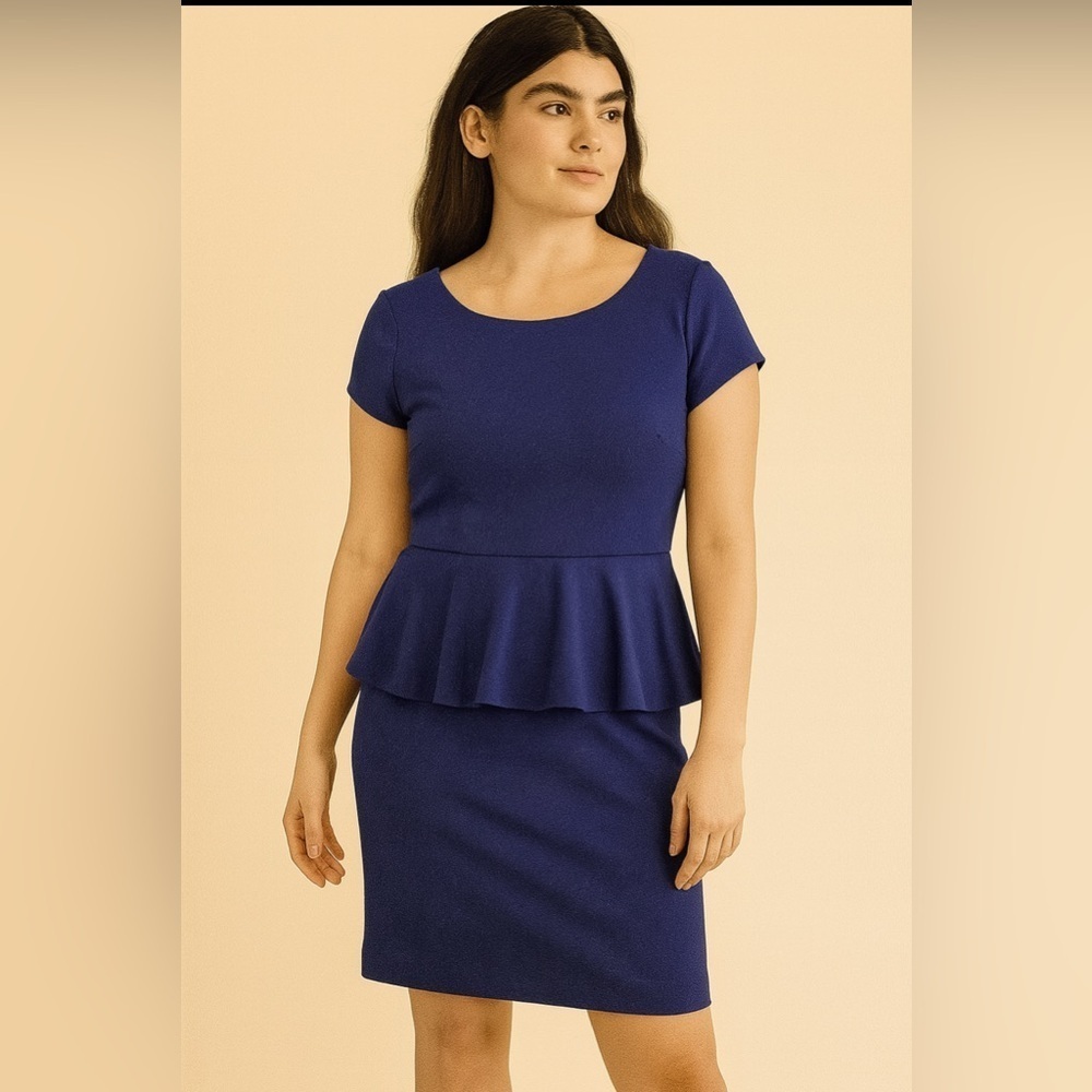 Reds Saks Fifth Ave Office Vixen Royal Blue Peplum Dress.   Size-Small